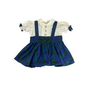 Vintage Toddlers Plaid Little Girls Prairie Puff Sleeve Dress - 18 Months